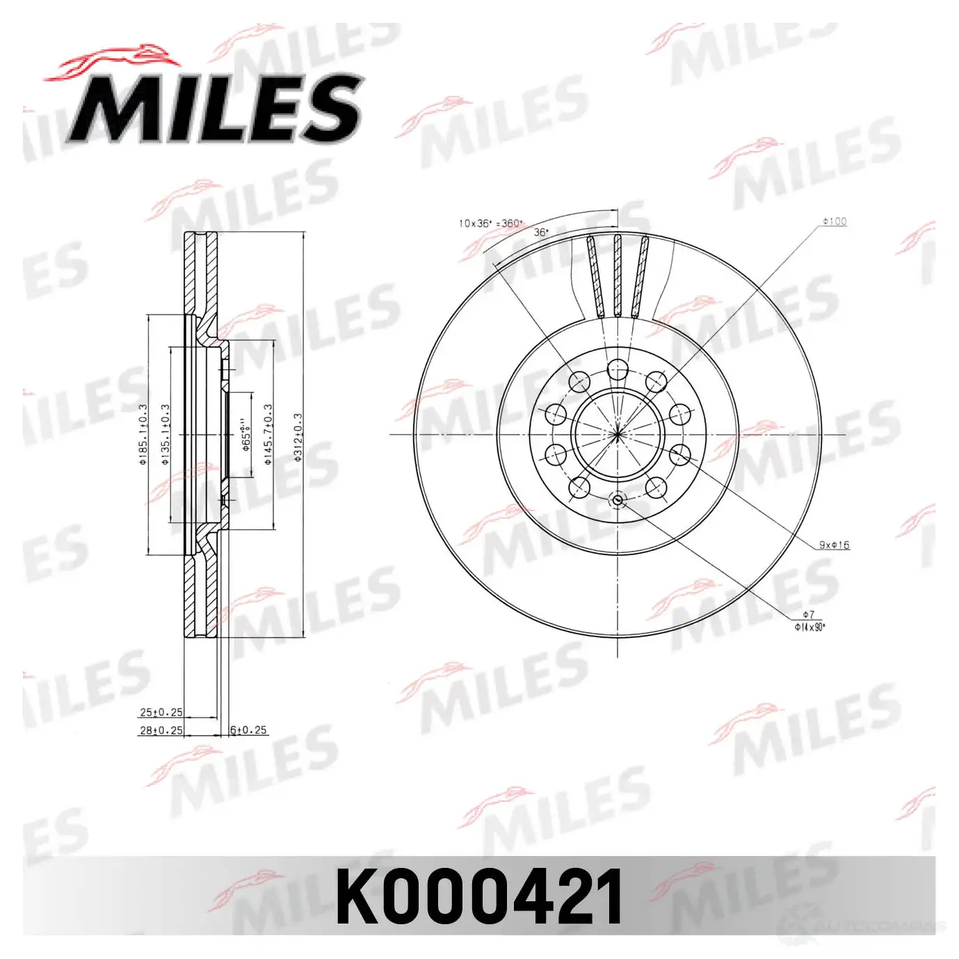 Тормозной диск MILES D3I XPX K000421 1420601452