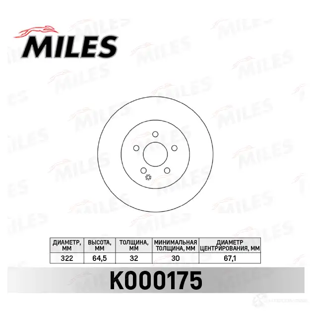 Тормозной диск MILES 80UTM 8 K000175 1420601979 изображение 1