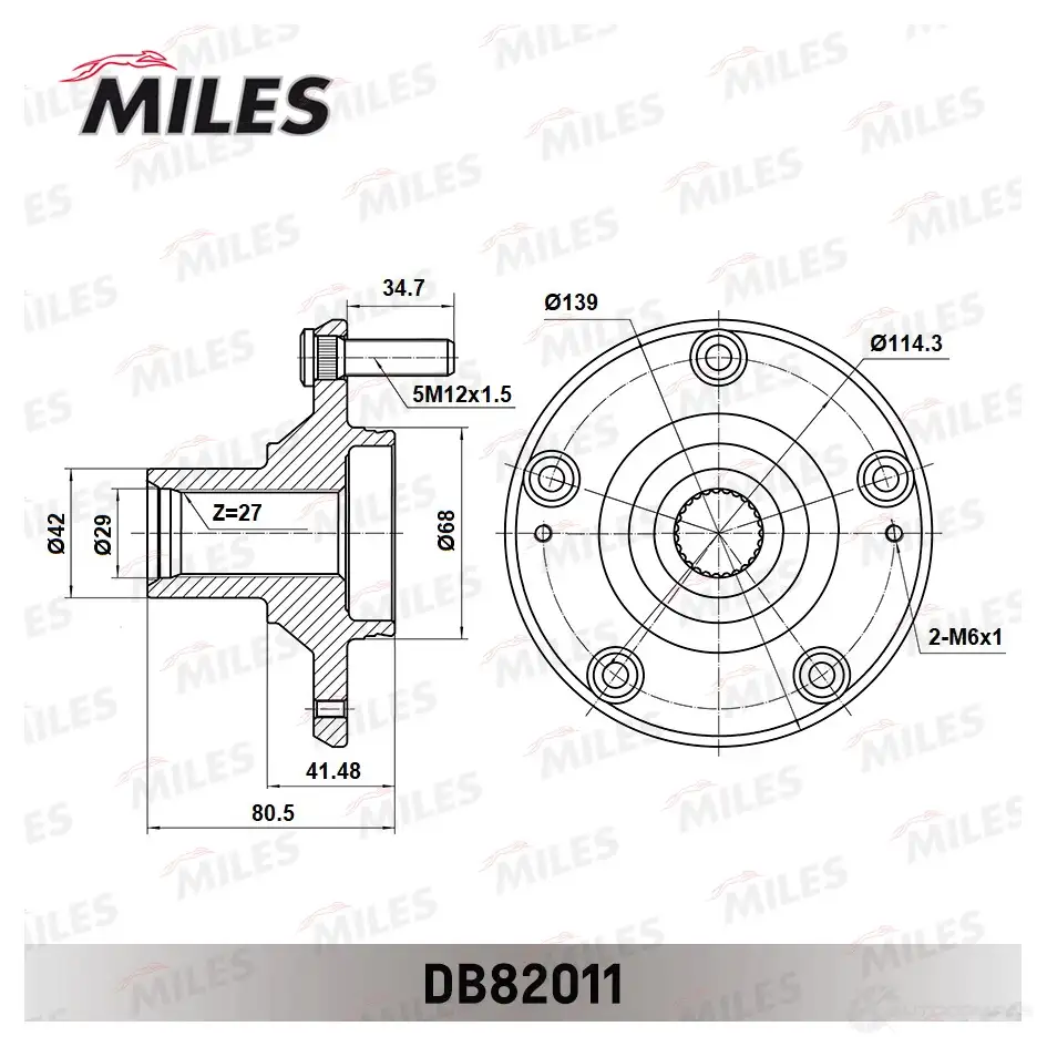 Подшипник ступицы колеса MILES 1437174171 V8JFL ZX DB82011 изображение 2