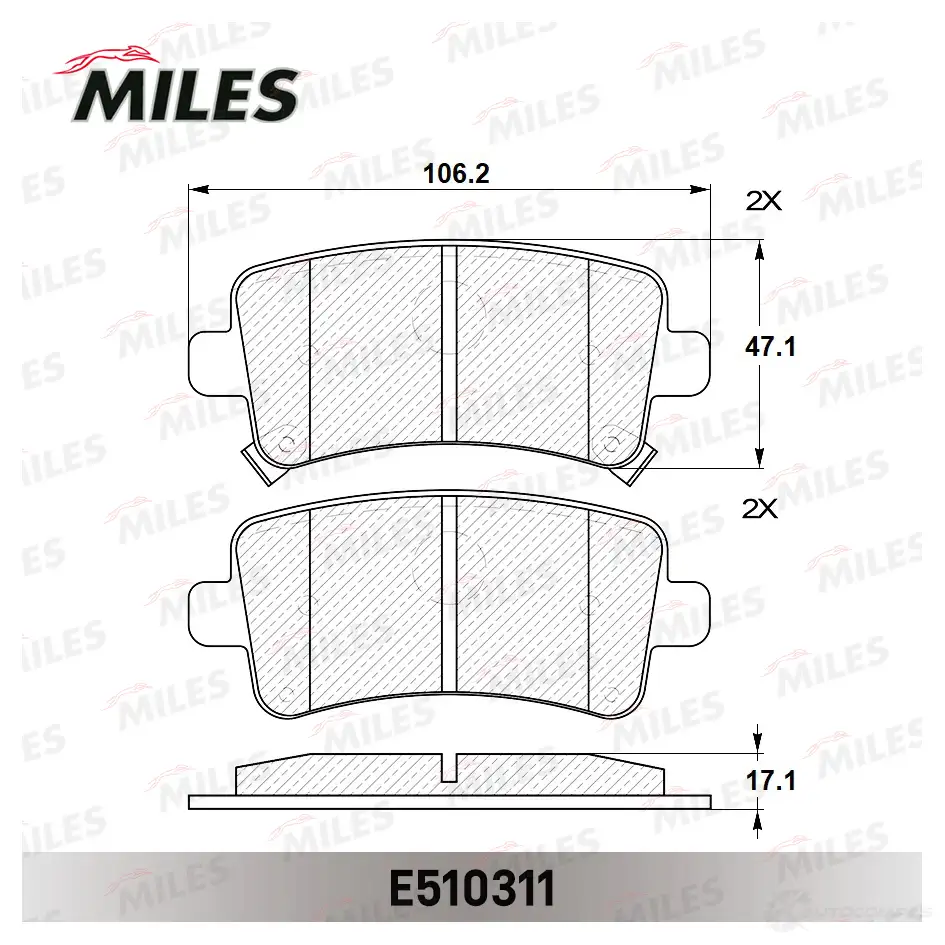 Тормозные колодки дисковые, комплект MILES E510311 36 WI0 1436968144 изображение 1