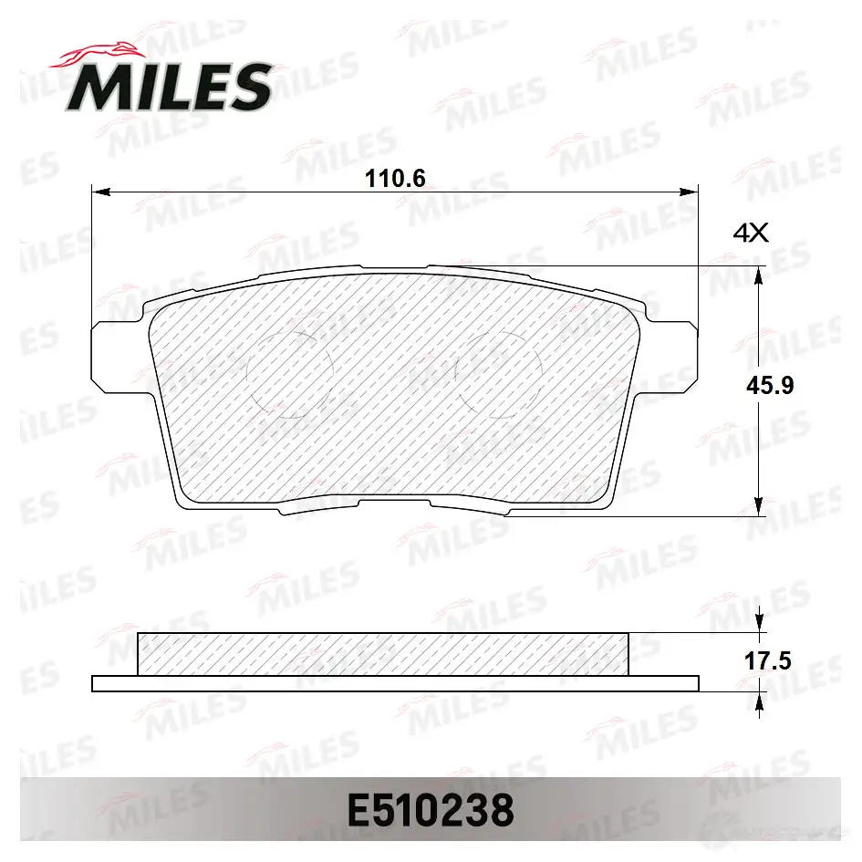 Тормозные колодки дисковые, комплект MILES 1436968113 BA 32Z5R E510238 изображение 1