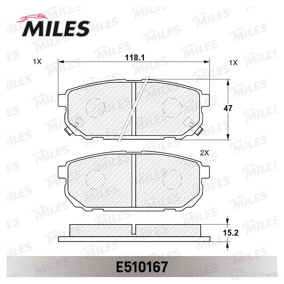 Тормозные колодки дисковые, комплект MILES 1436968091 5OH L3 E510167 изображение 1