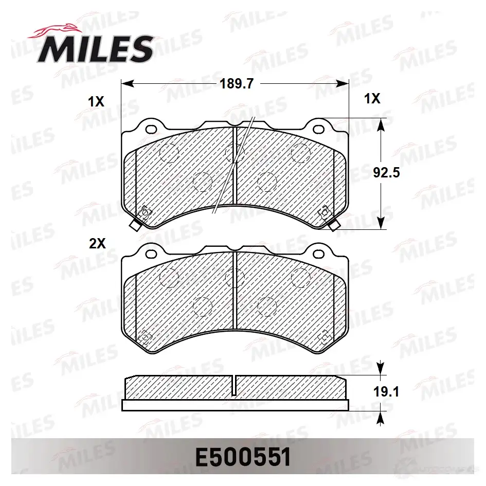 Тормозные колодки дисковые, комплект MILES 9J5 22 E500551 1438140741 изображение 1