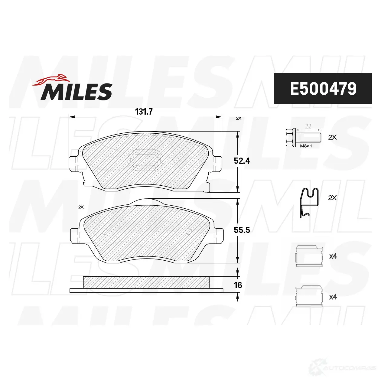 Тормозные колодки дисковые, комплект MILES E500479 G6C30 C 1436968013 изображение 1