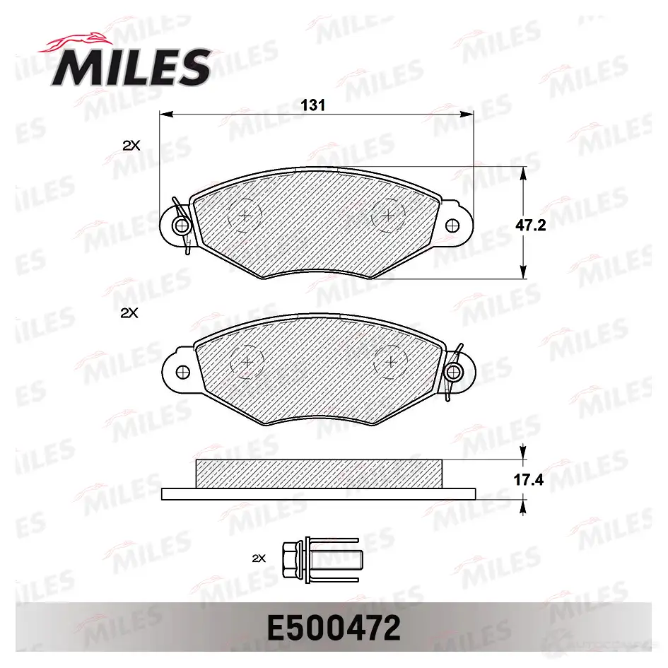 Тормозные колодки дисковые, комплект MILES E500472 V Y84E 1436968010 изображение 1