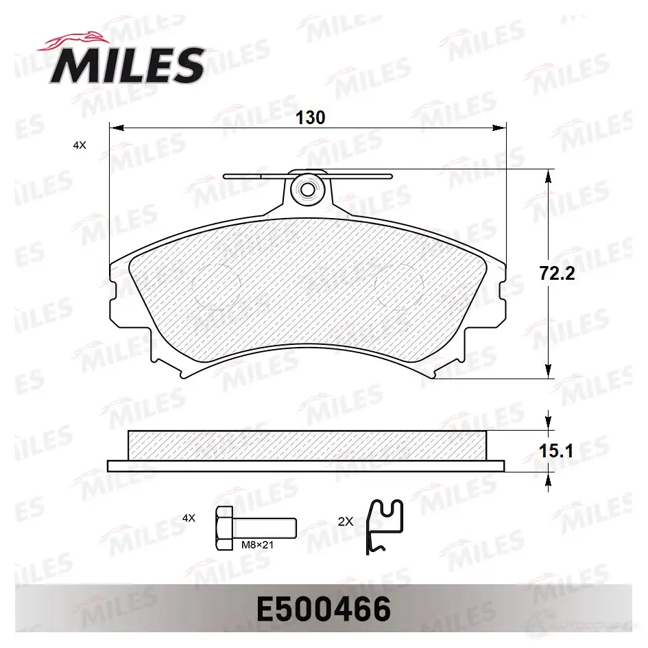 Тормозные колодки дисковые, комплект MILES U1S9 9G E500466 1436968008 изображение 1