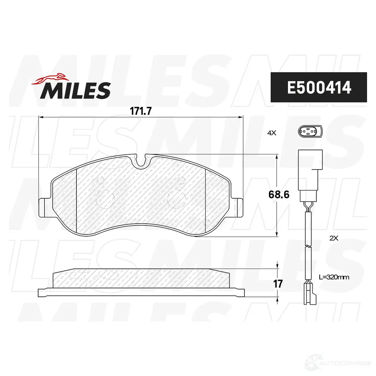 Тормозные колодки дисковые, комплект MILES 1436967987 O Q4V24 E500414 изображение 1