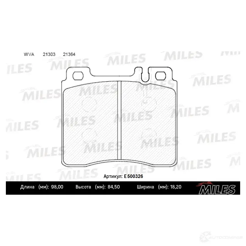 Тормозные колодки дисковые, комплект MILES 7SI0O L E500326 1436967947 изображение 1