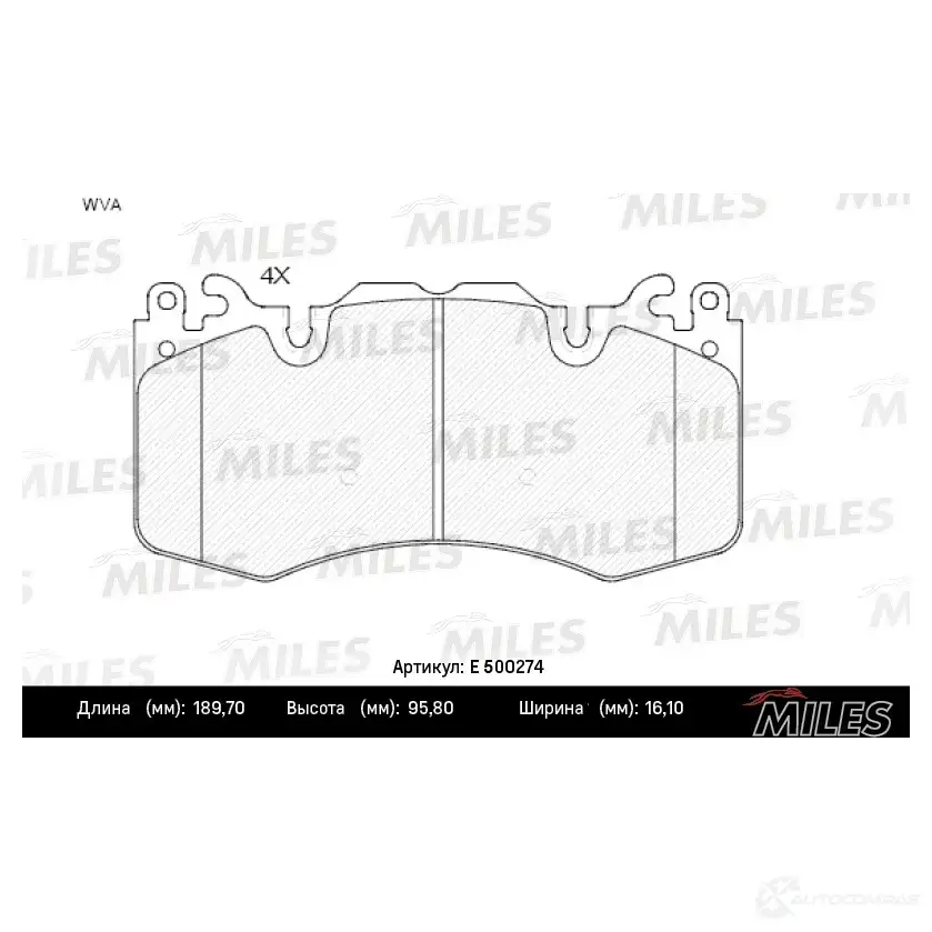 Тормозные колодки дисковые, комплект MILES 1436967914 PB CAO3T E500274
