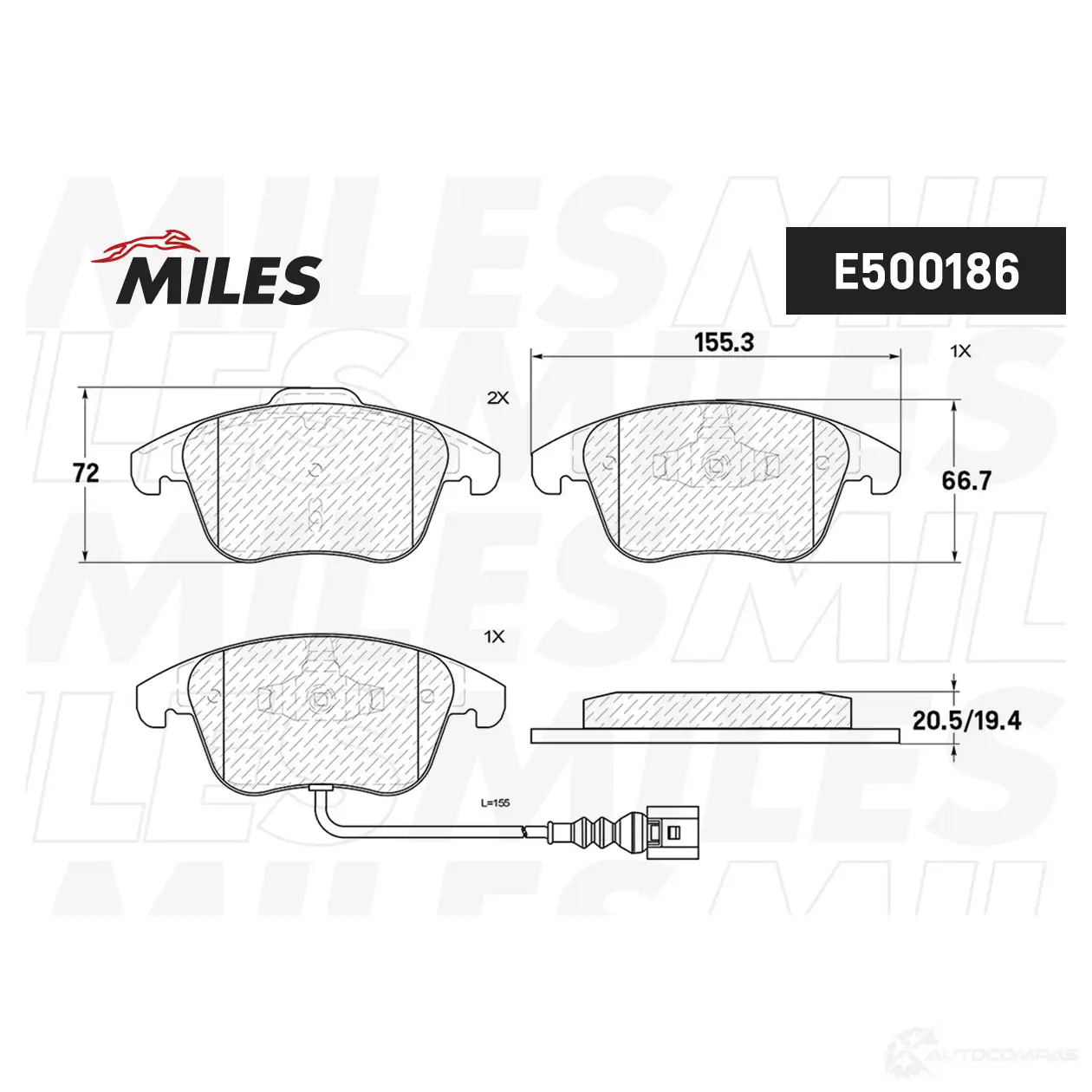 Тормозные колодки дисковые, комплект MILES 954 VL E500186 1436967869 изображение 1