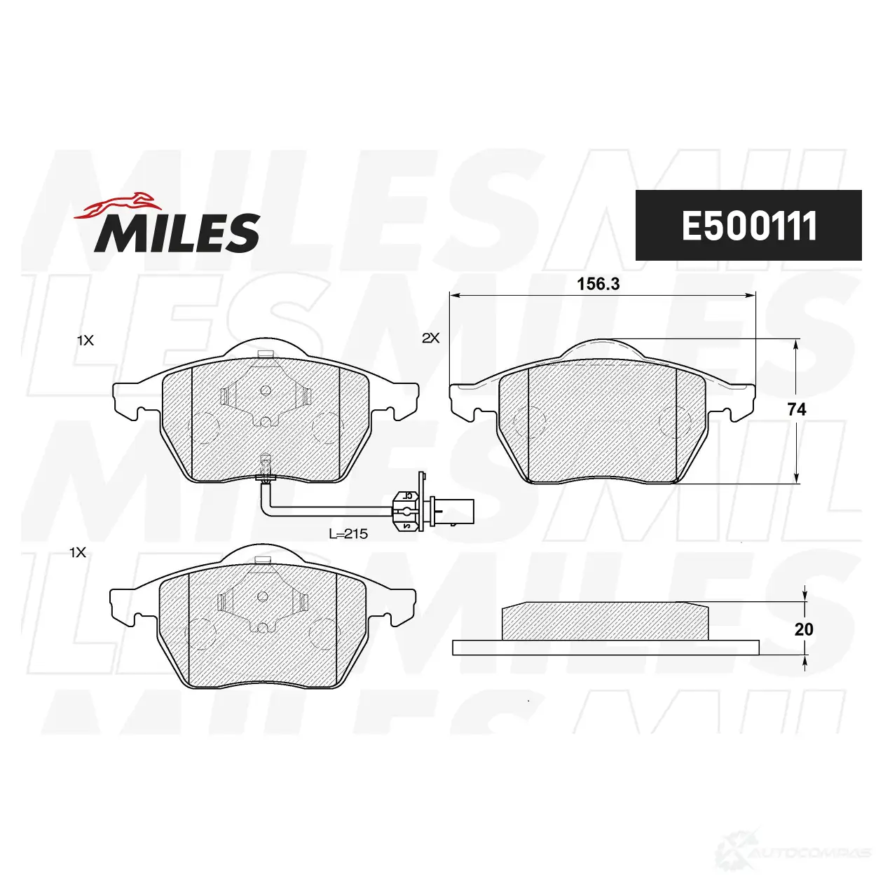 Тормозные колодки дисковые, комплект MILES F JUFLVF 1436967821 E500111 изображение 1