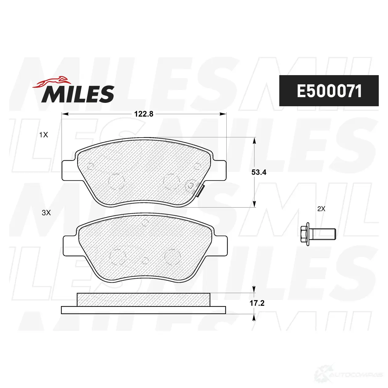 Тормозные колодки дисковые, комплект MILES HEW8 ORN E500071 1436967806 изображение 1