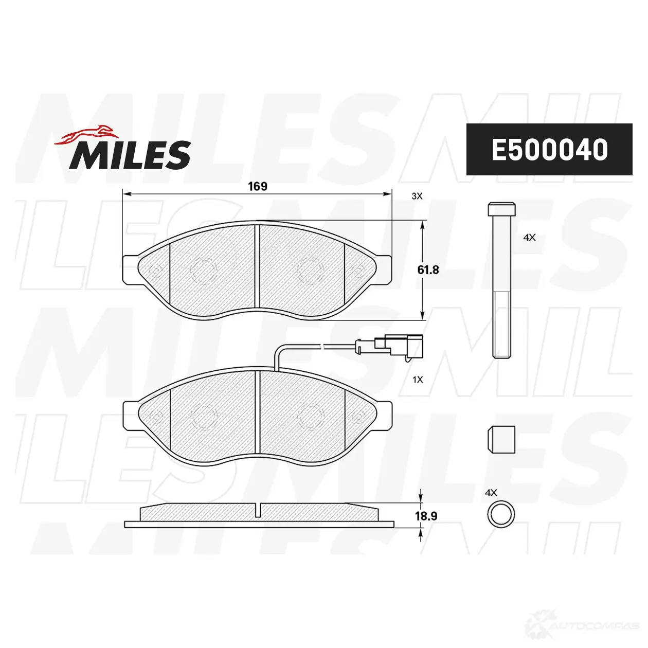 Тормозные колодки дисковые, комплект MILES 1436967786 EZOHXB 1 E500040 изображение 1