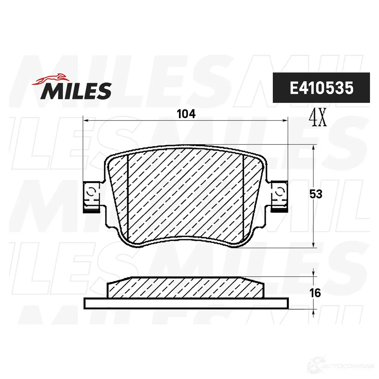 Тормозные колодки дисковые, комплект MILES E410535 VWPJ M 1438140776 изображение 0