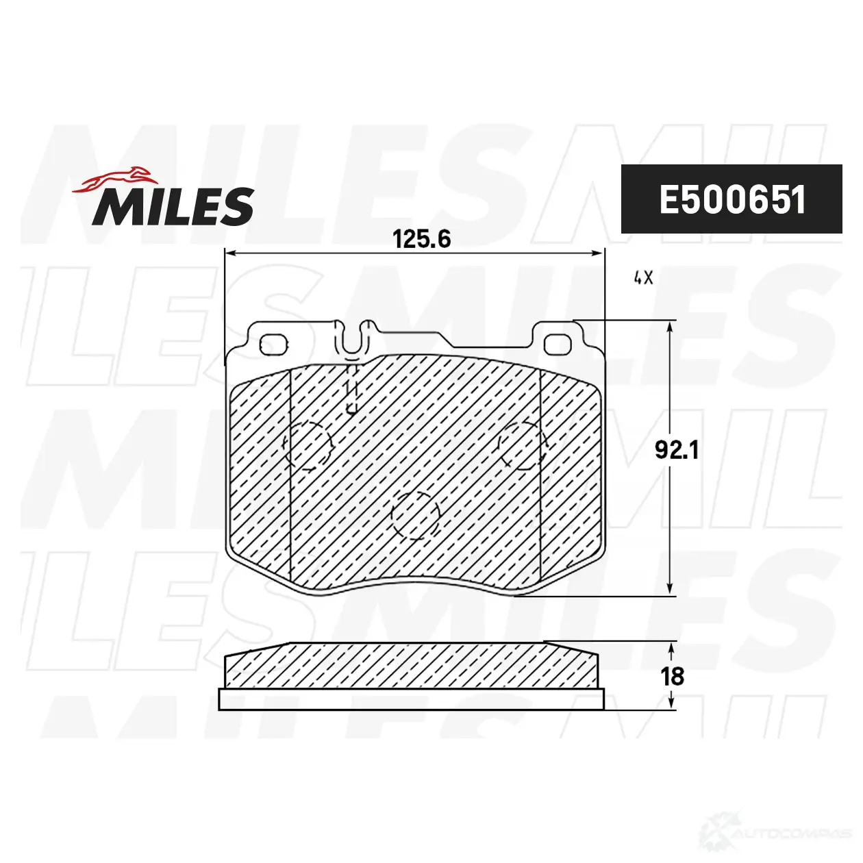 Тормозные колодки дисковые, комплект MILES T3R 8KI E400651 1438140792 изображение 0