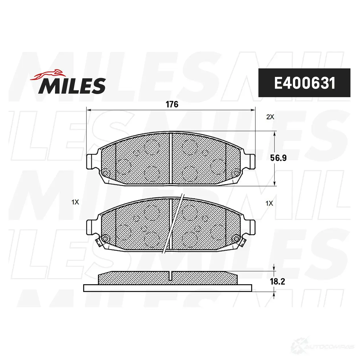 Тормозные колодки дисковые, комплект MILES 1438140800 E400631 EKI N1 изображение 0