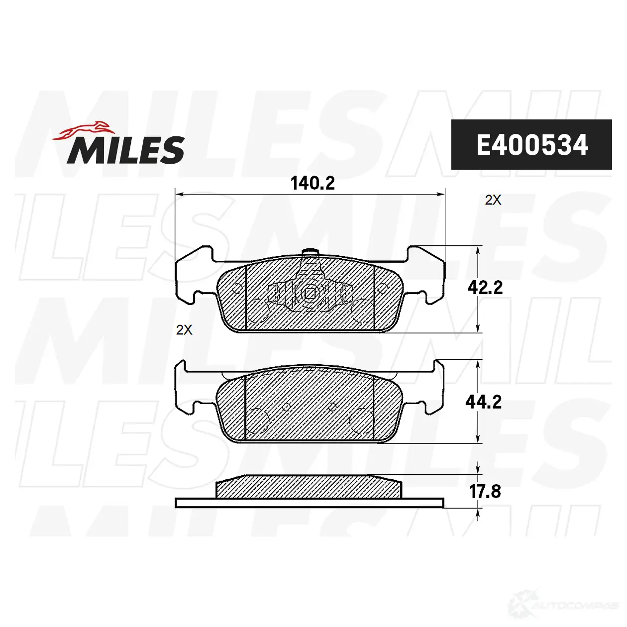 Тормозные колодки дисковые, комплект MILES UQ7M MM 1438140818 E400534