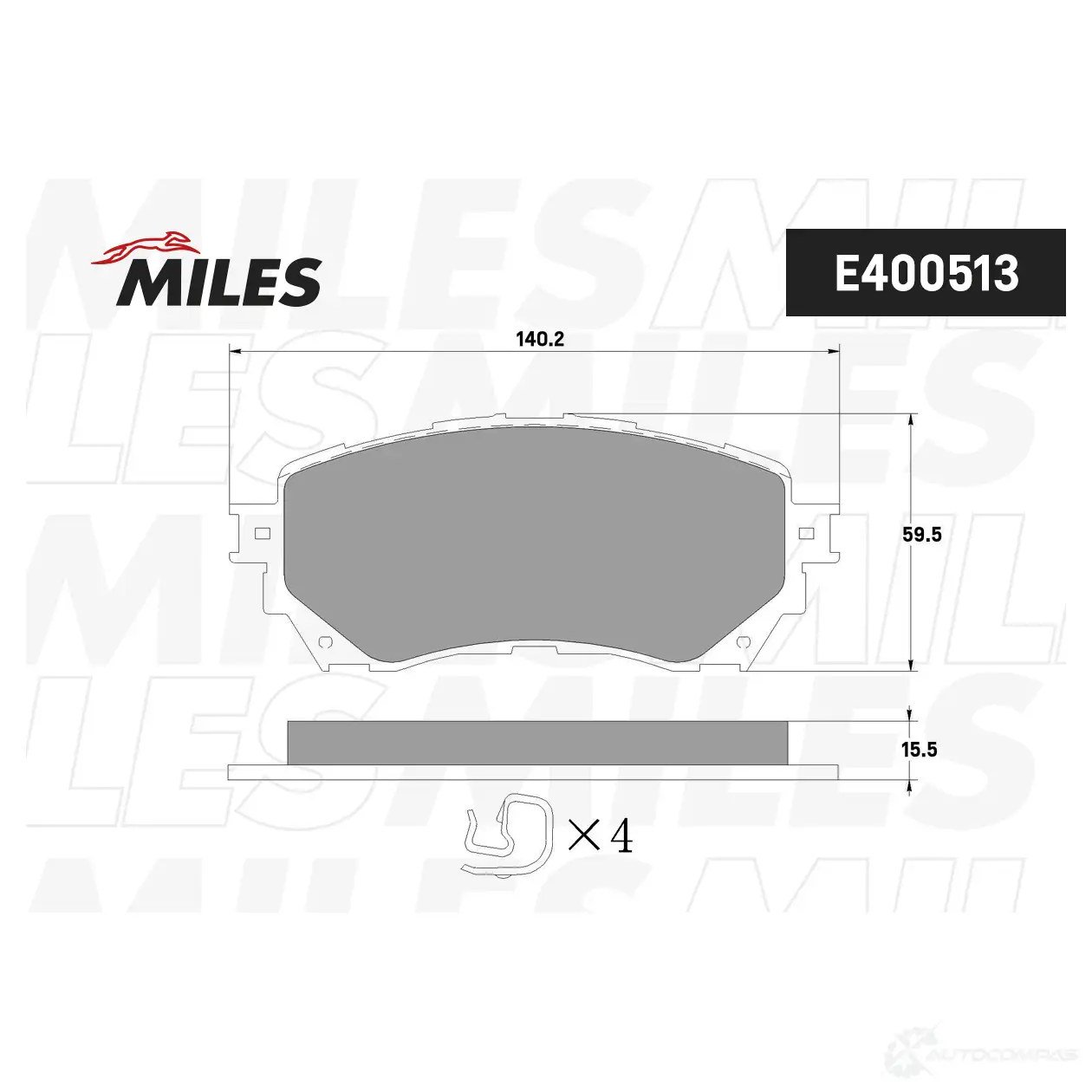 Тормозные колодки дисковые, комплект MILES E400513 CY AAHY 1438140821 изображение 0