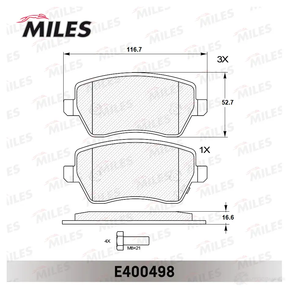 Тормозные колодки дисковые, комплект MILES 1420605063 E400498 S KRLN изображение 1