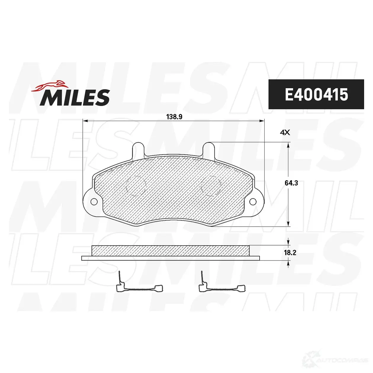 Тормозные колодки дисковые, комплект MILES 1420604583 I3F1 1LU E400415 изображение 1