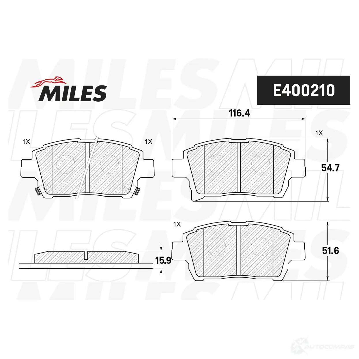 Тормозные колодки дисковые, комплект MILES 1420605088 E400210 39ZX RG изображение 1