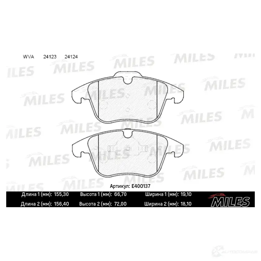 Тормозные колодки дисковые, комплект MILES 1420603556 P3O FX E400137 изображение 0
