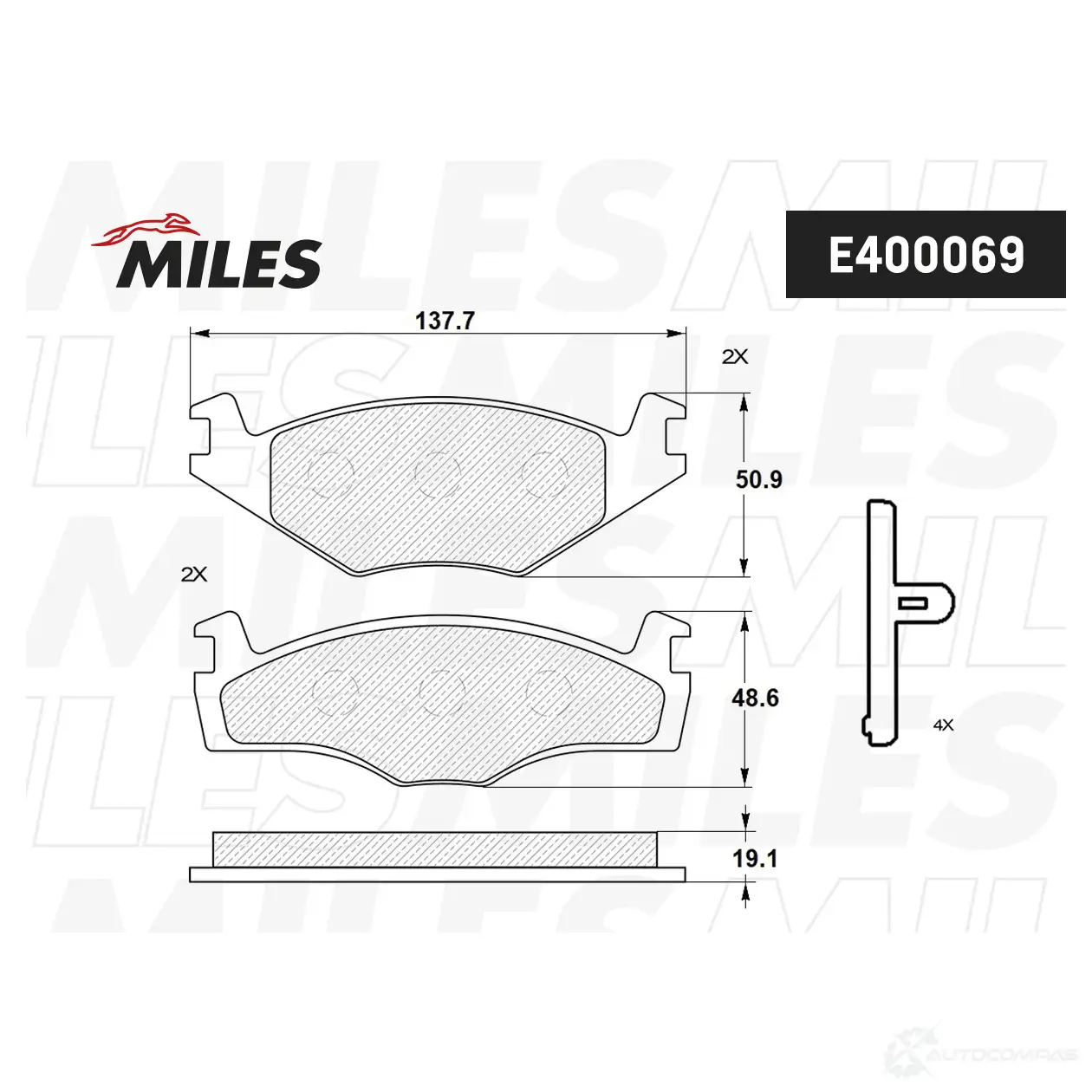 Тормозные колодки дисковые, комплект MILES 1420605105 TQP1 0 E400069 изображение 1