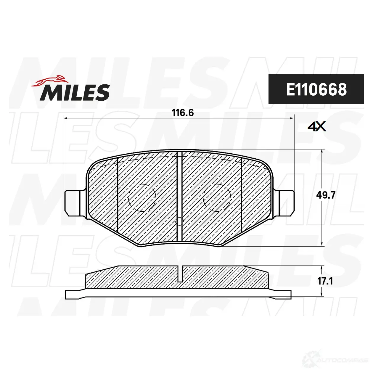 Тормозные колодки дисковые, комплект MILES NGG 65 E110668 1439897432 изображение 0