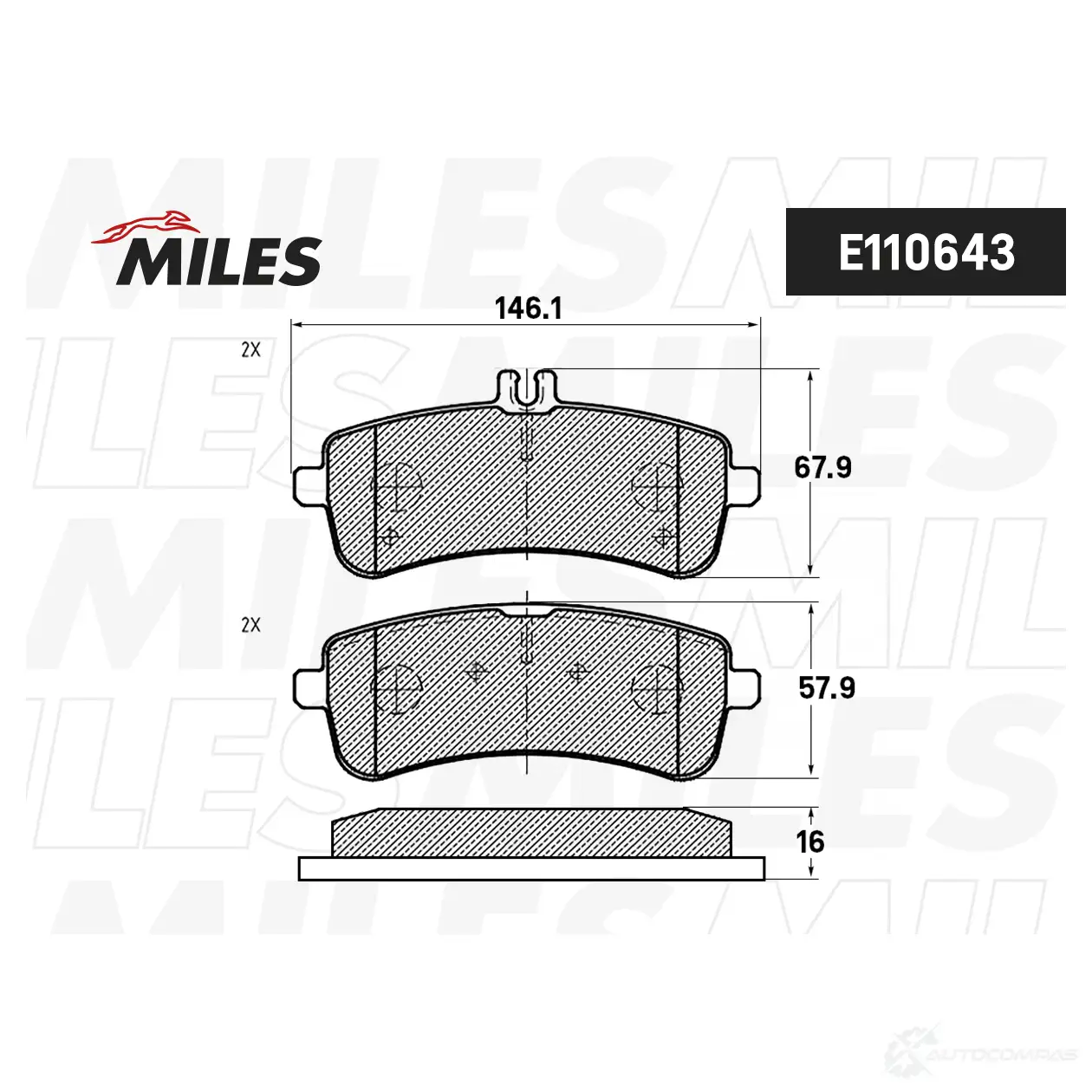Тормозные колодки дисковые, комплект MILES E110643 1439897428 7C I8QUQ - Изображение 1