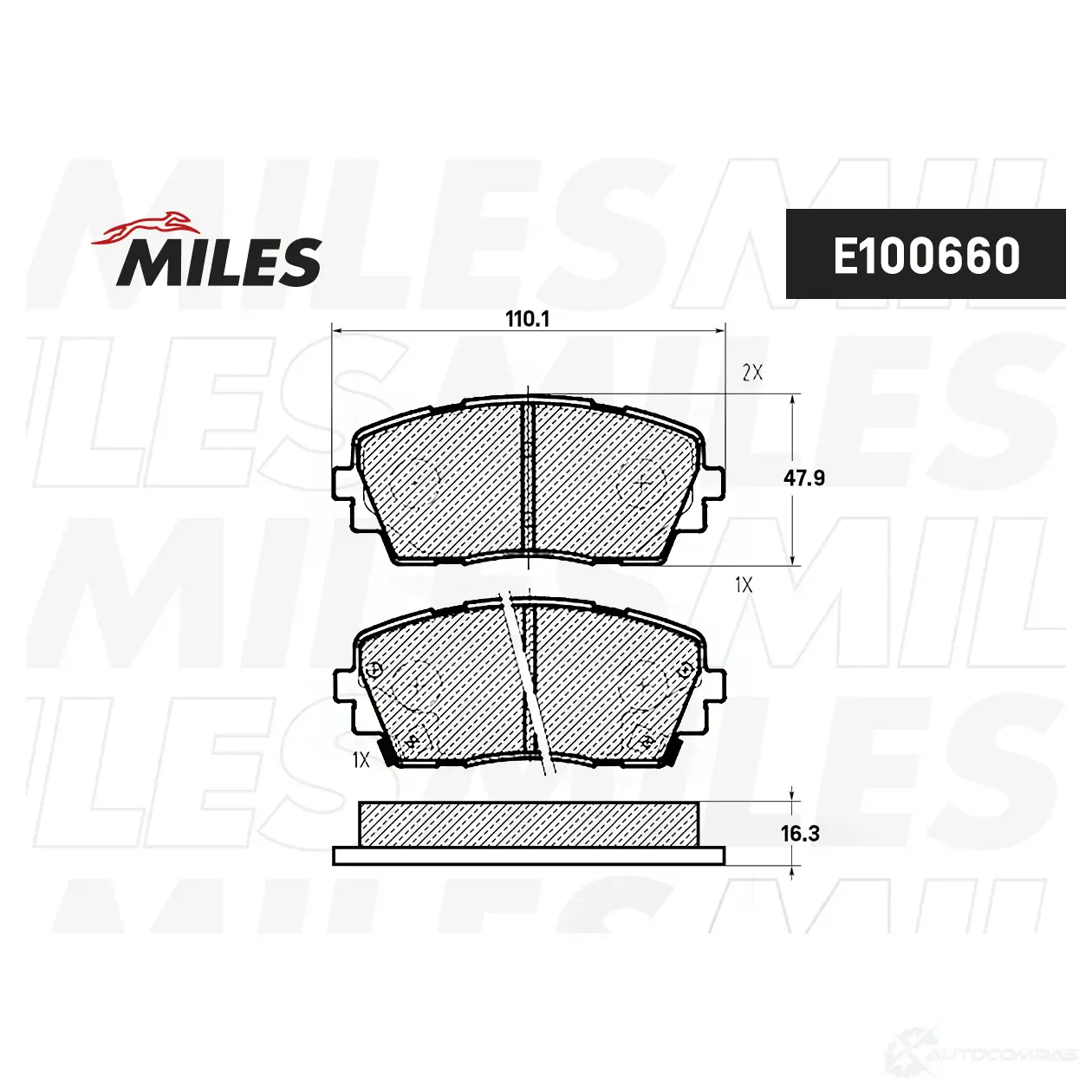 Тормозные колодки дисковые, комплект MILES 1438140848 0Q F2GK E100660 изображение 0