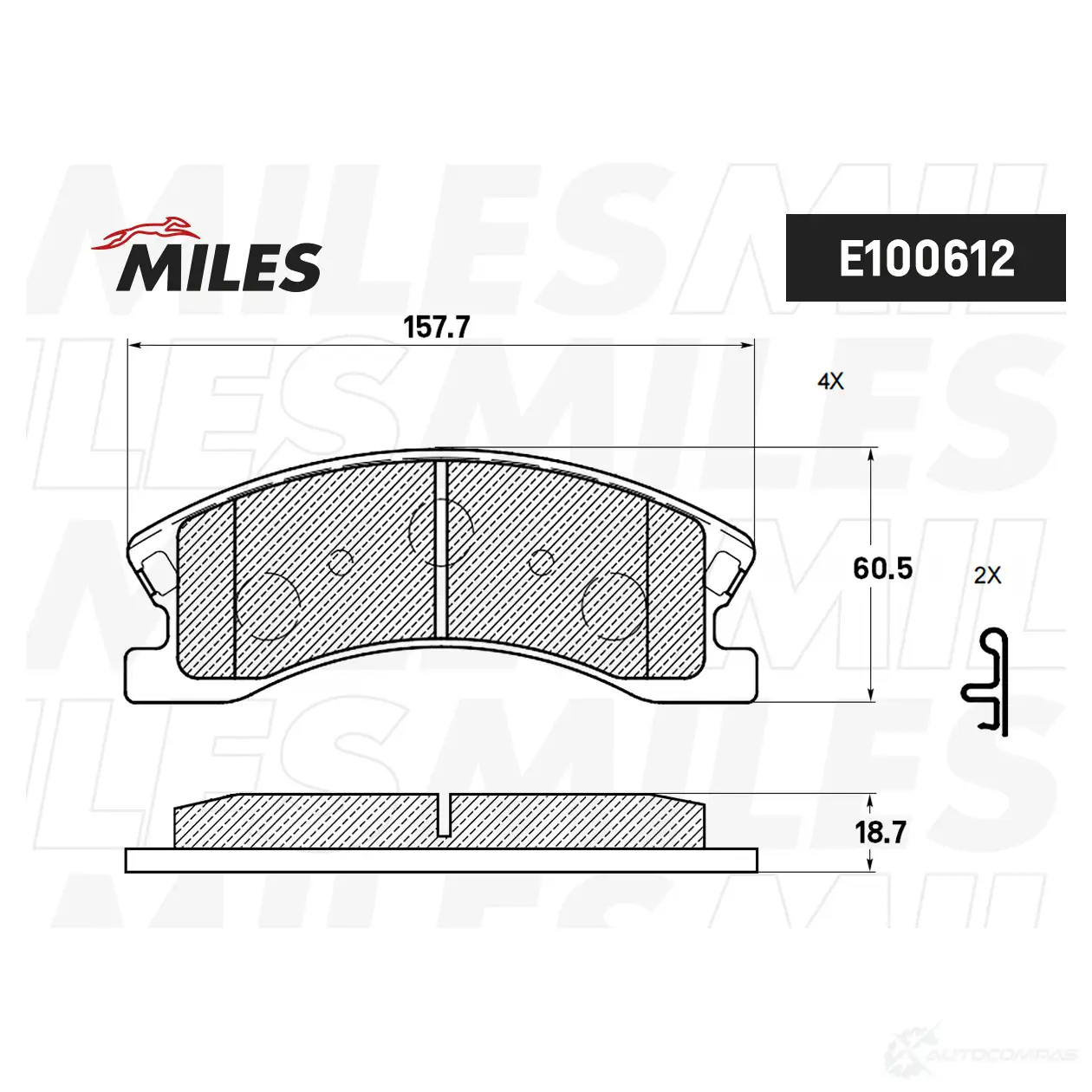 Тормозные колодки дисковые, комплект MILES 1438140863 9BCZ D4 E100612 - Изображение 1