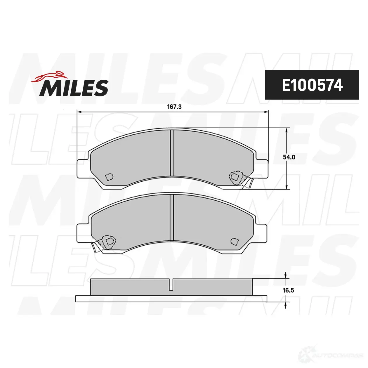 Тормозные колодки дисковые, комплект MILES 1438140872 E100574 881L R3P - Изображение 1