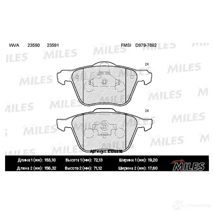 Тормозные колодки дисковые, комплект MILES 1420603308 E100316 OR 93Z