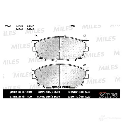 Тормозные колодки дисковые, комплект MILES M7 0N9M 1420578160 E100189