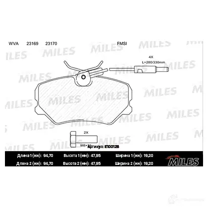 Тормозные колодки дисковые, комплект MILES 1420603237 E100128 SC2 9PFD