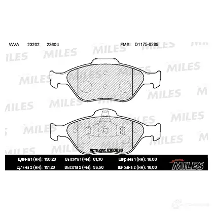 Тормозные колодки дисковые, комплект MILES E100026 4 Z4317 1420578046 изображение 0