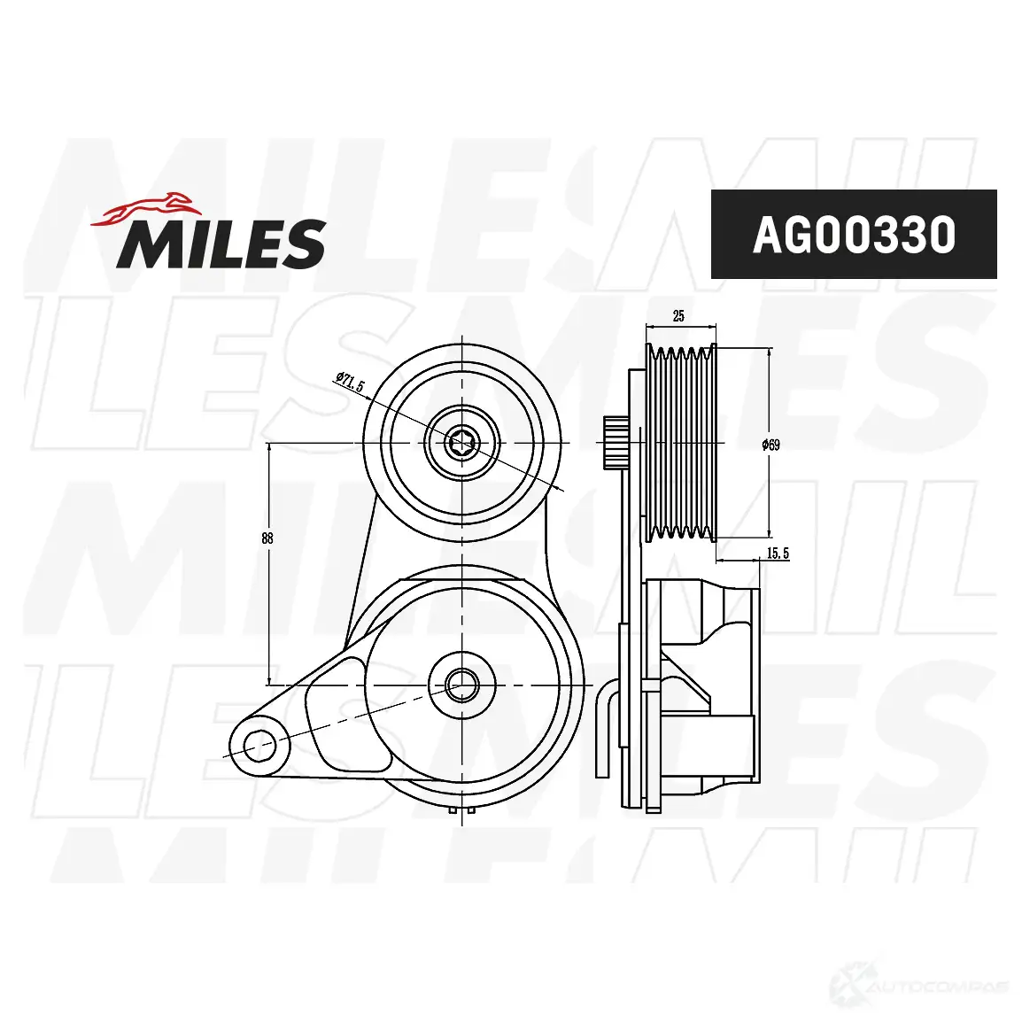 Натяжитель приводного ремня MILES 1438141036 94 I4Q AG00330 изображение 0