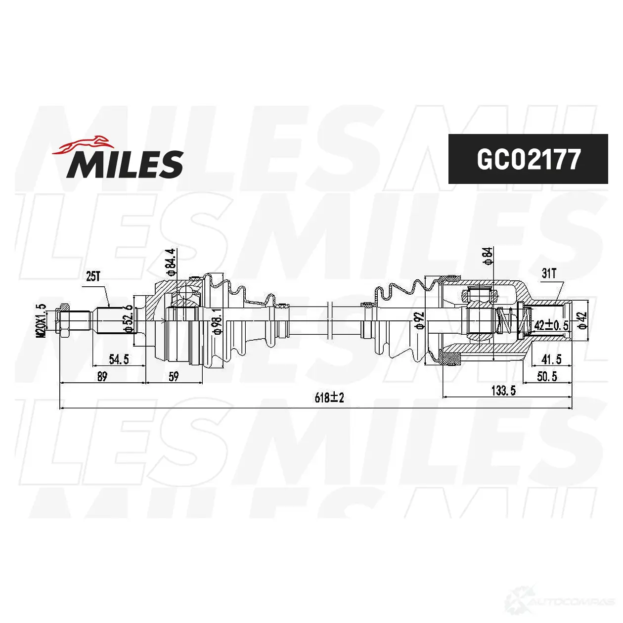 Приводной вал MILES 1420676808 GC02177 25IHJ U изображение 0