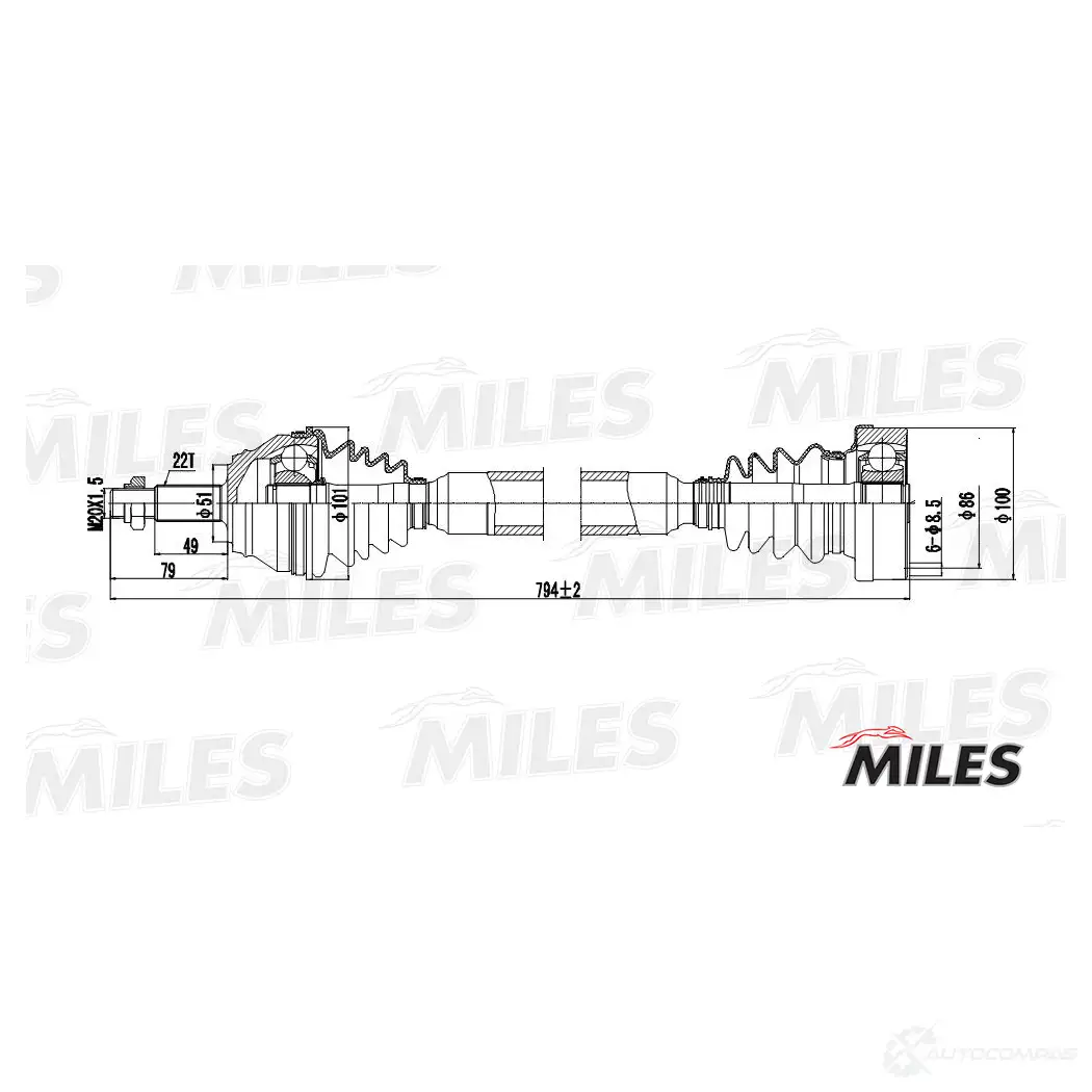 Приводной вал MILES 1420604258 GC02129 XL3 0L изображение 2