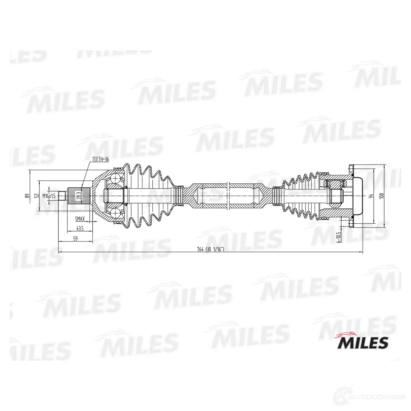 Приводной вал MILES GC02125 R IUVZ4 1420604254 изображение 0