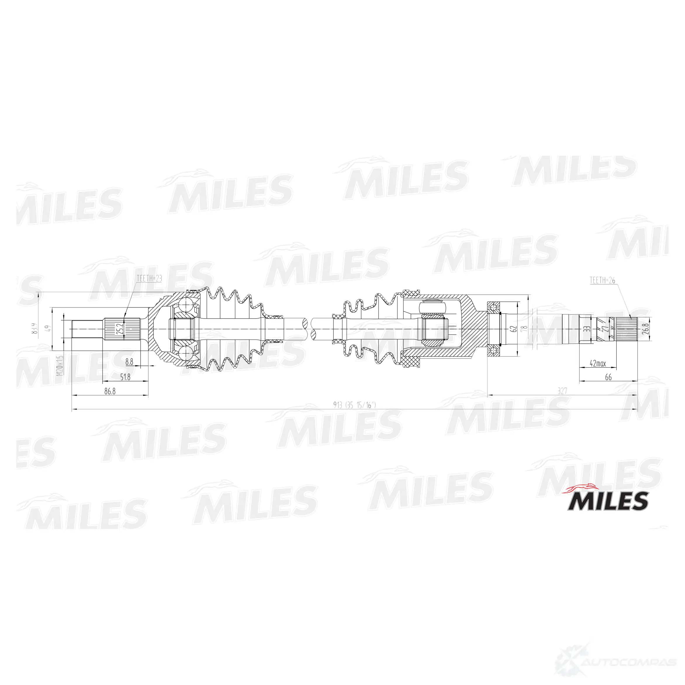 Приводной вал MILES 1420604247 GC02117 H8KZJQ X изображение 2