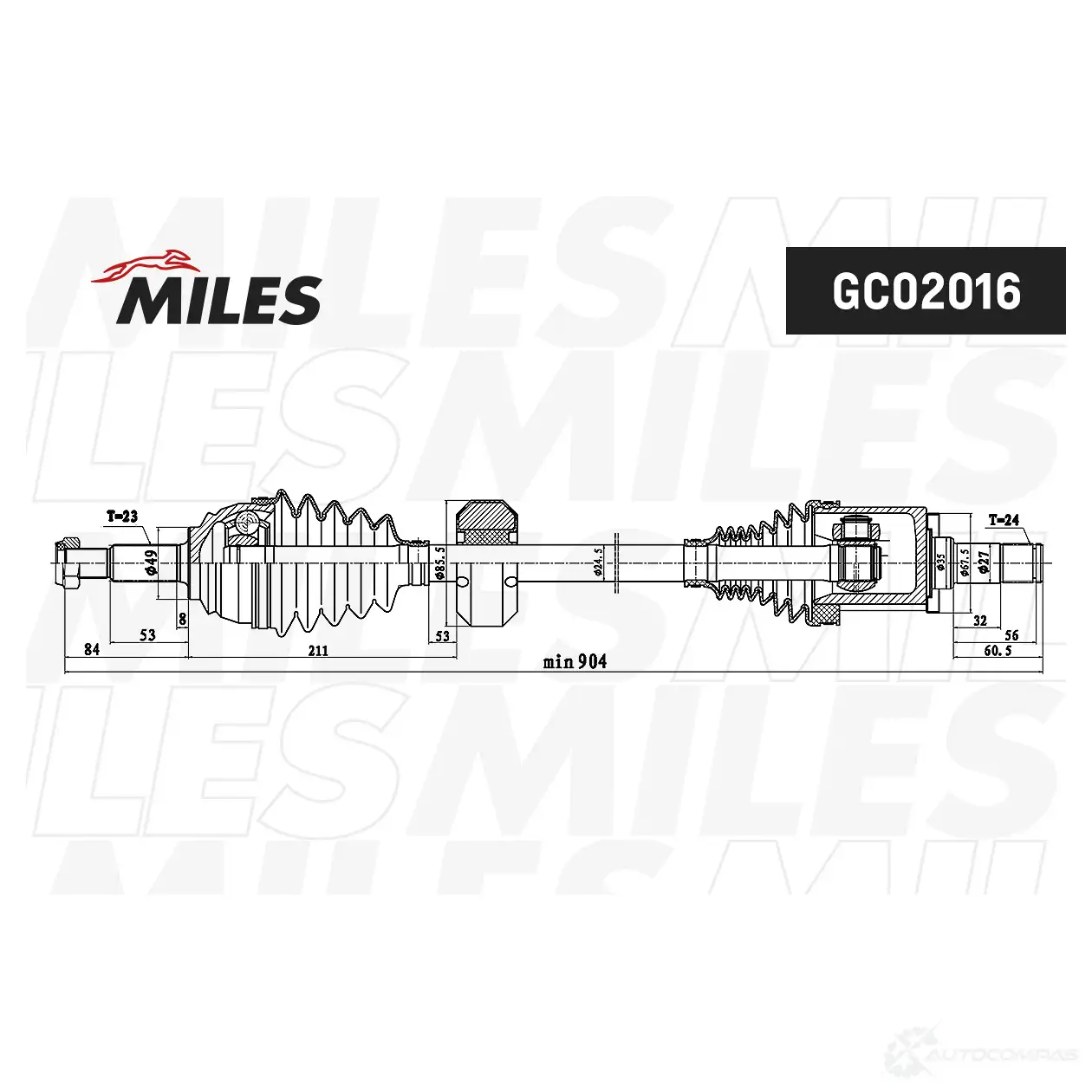 Приводной вал MILES GC02016 1436968374 H717 VO изображение 2