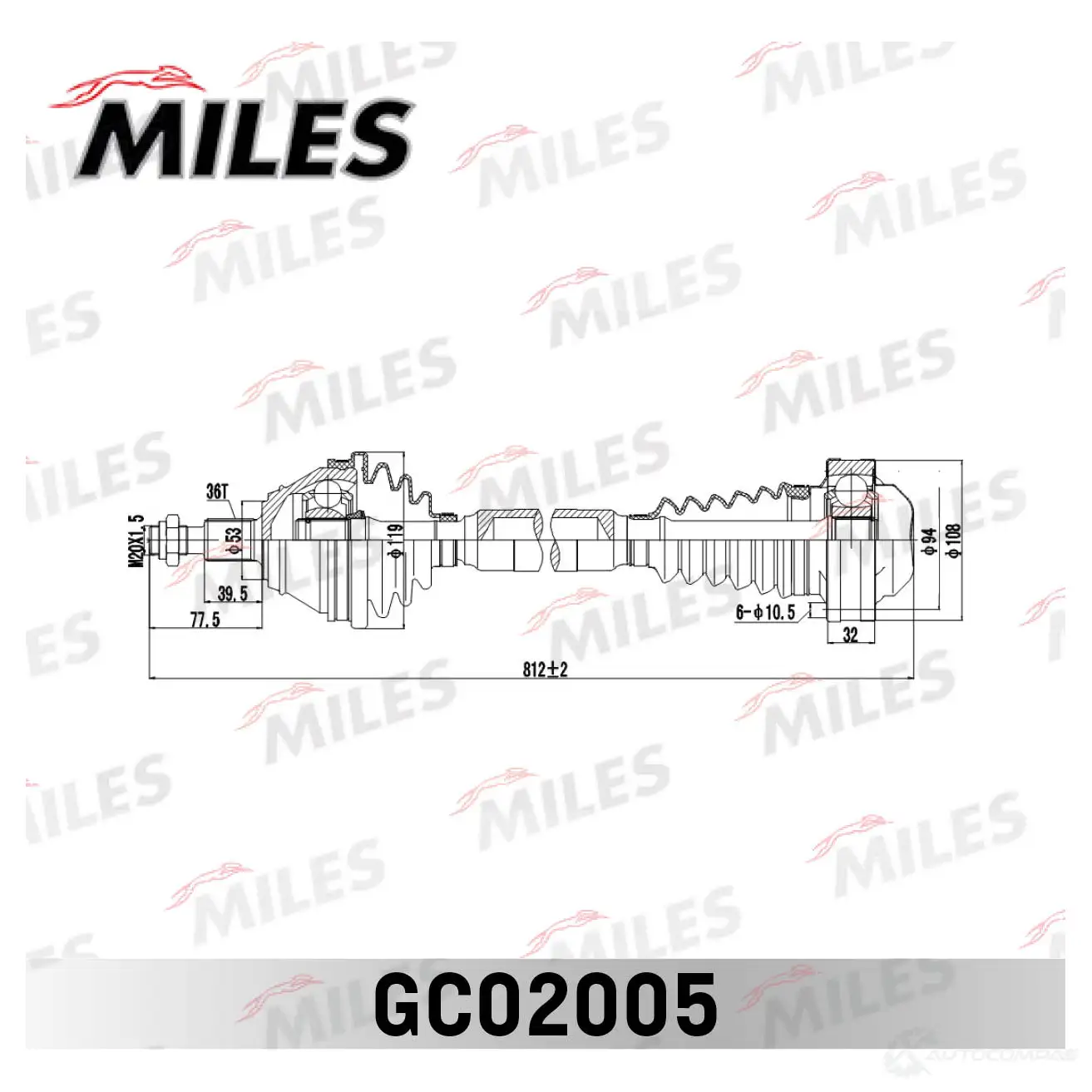 Приводной вал MILES P07 U1 GC02005 1420604162 изображение 0