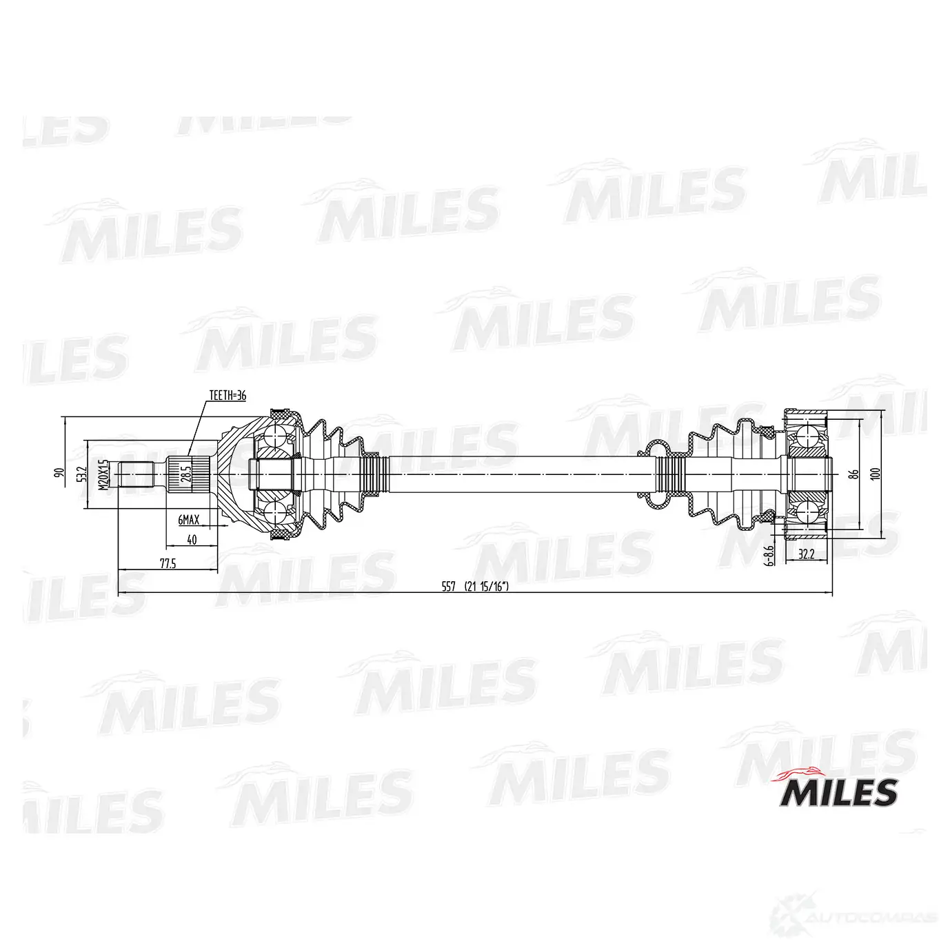 Приводной вал MILES GC01004 1420604034 6V6 MZ