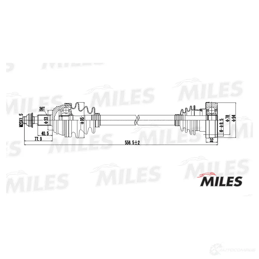 Приводной вал MILES 1420604033 GC01003 RWR KSI изображение 2
