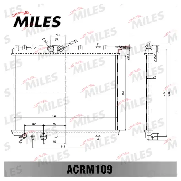 Радиатор охлаждения двигателя MILES VG167O C ACRM109 1420605163