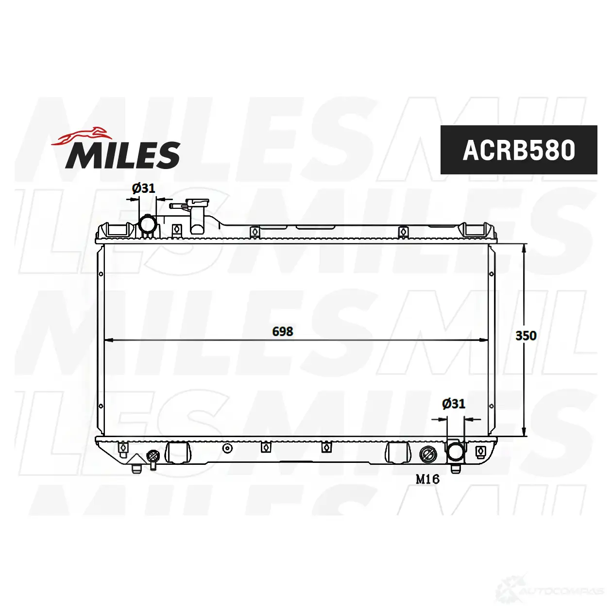 Радиатор охлаждения двигателя MILES 1436966020 VD 9E2J ACRB580