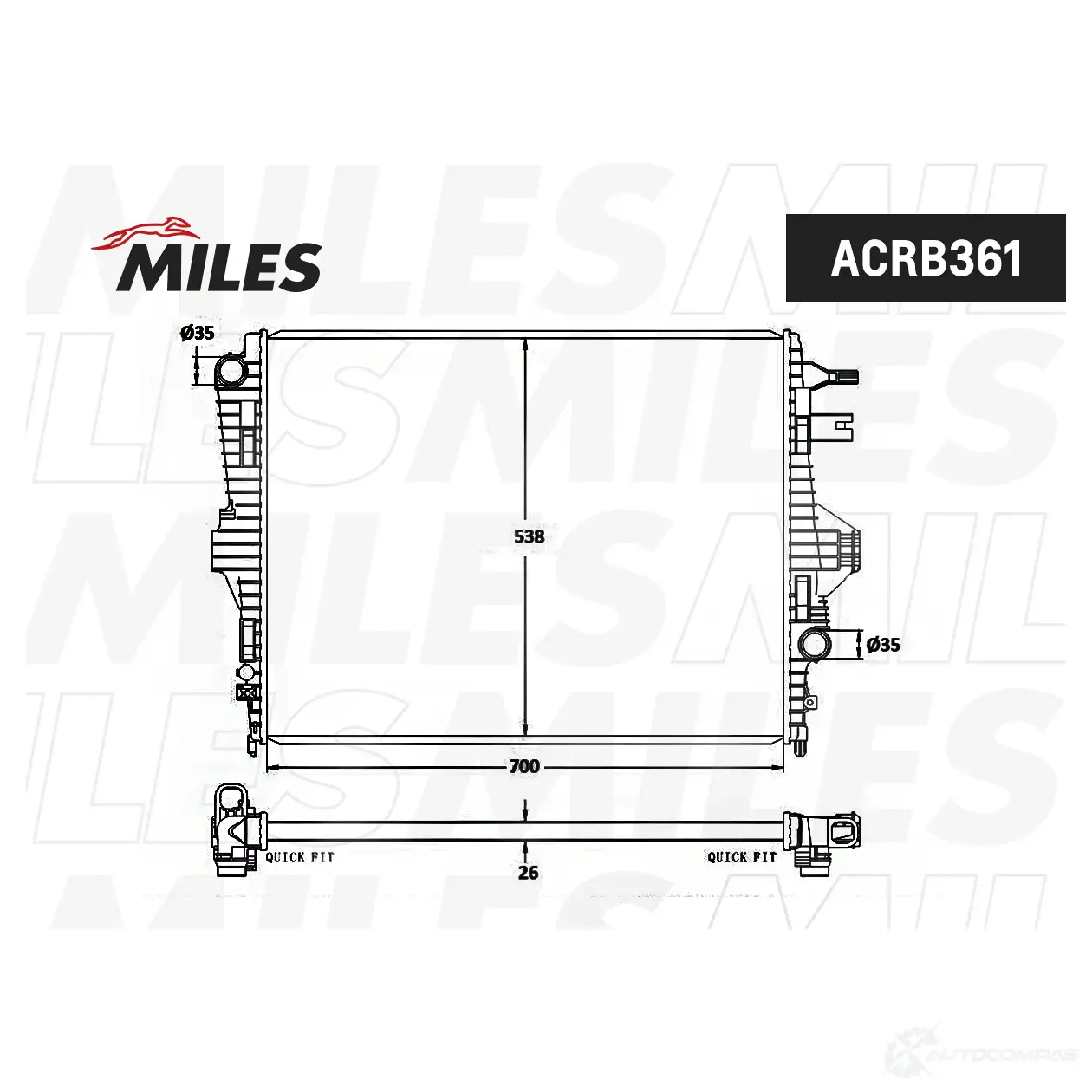 Радиатор охлаждения двигателя MILES ACRB361 1420599108 V9VWJW M
