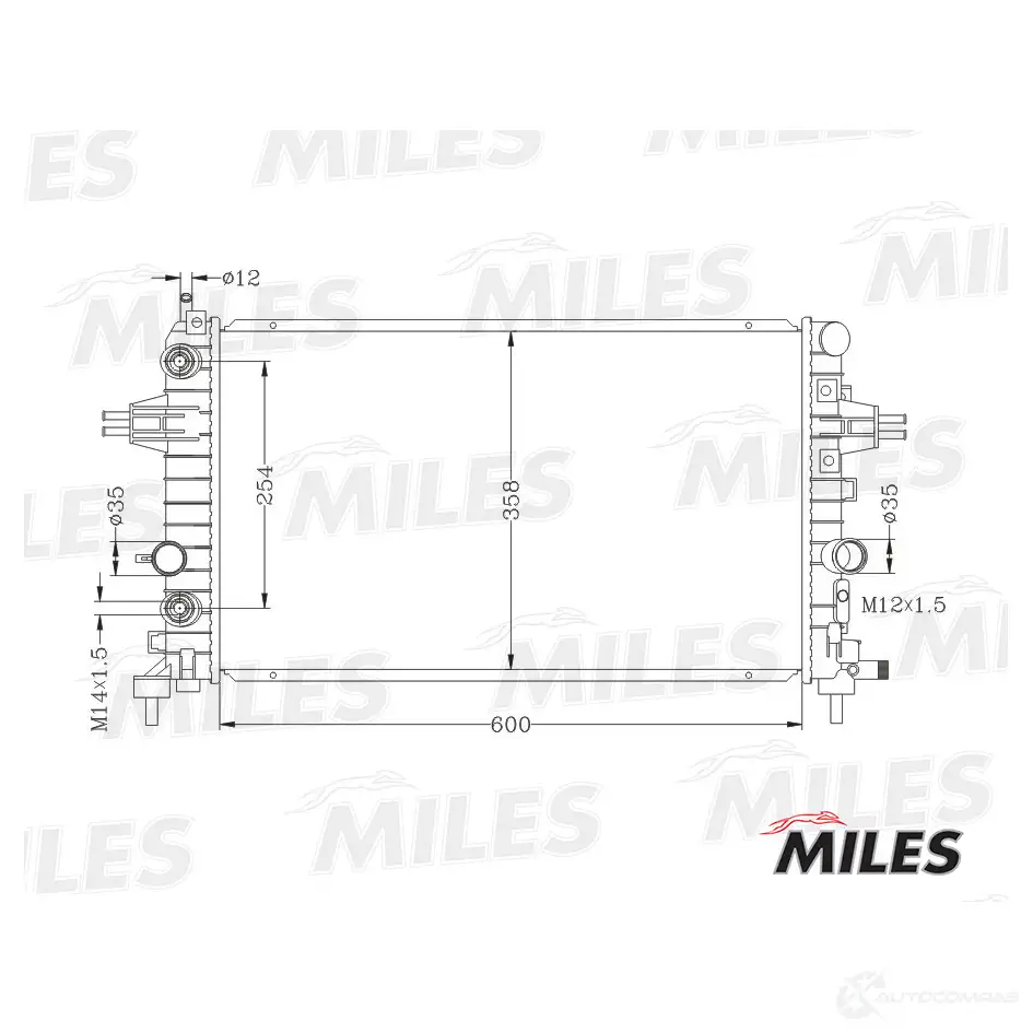 Радиатор охлаждения двигателя MILES I9Z RJWT 1420598952 ACRB103 изображение 0