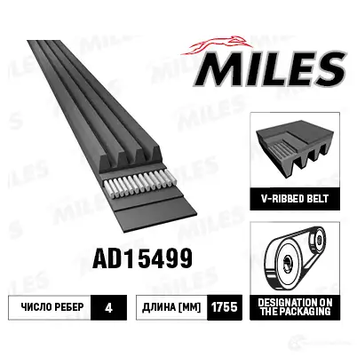 Приводной ремень поликлиновой MILES NU3L6 ZP 1420639565 AD15499 изображение 0